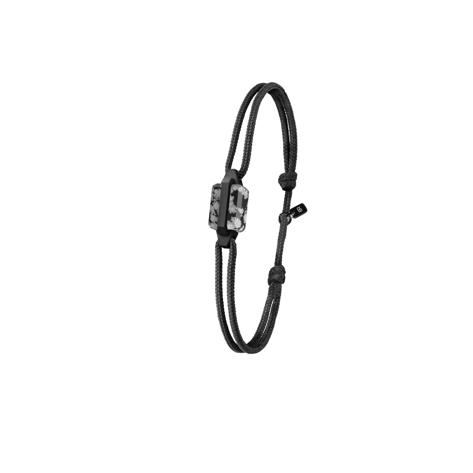 Bracelet Limite Acier Noir - Obsidienne Neige