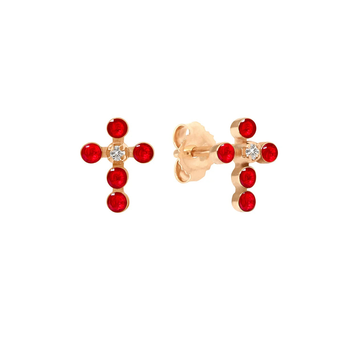 Boucles d’oreilles Croix Perlée Diamants
