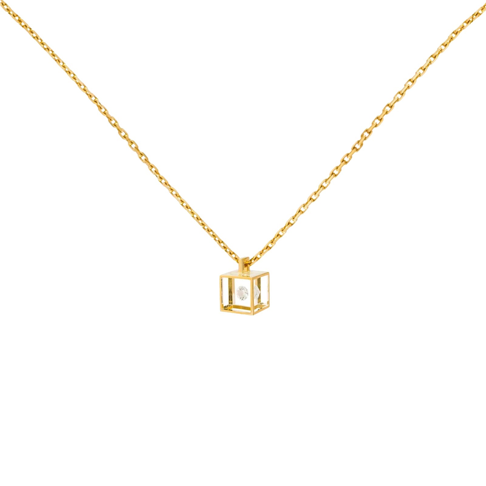 Collier Micro Cube Or